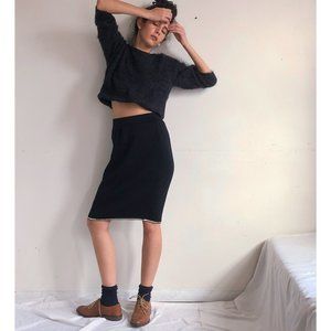 Vintage 80's black knit pencil skirt